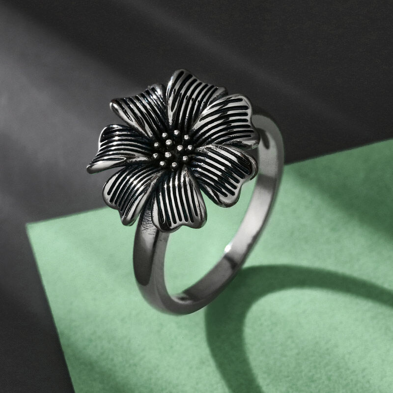 Jeulia "Cherry Blossom" blomma sterling silver ring