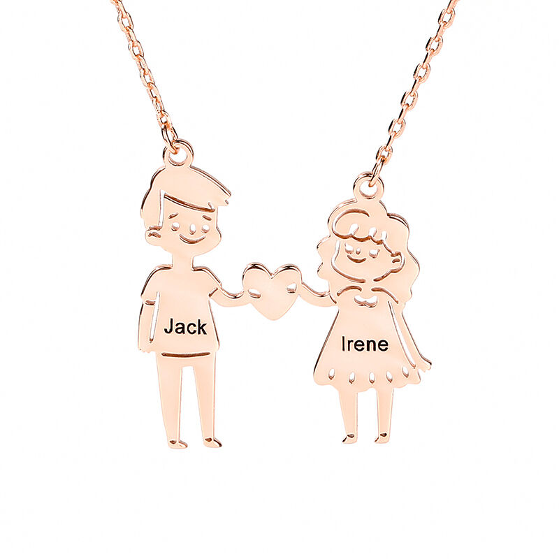 Jeulia Couple Personalized Sterling Silver Necklace