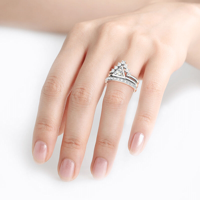 Jeulia Stackable Triangle Cut Sterling Silver Ring