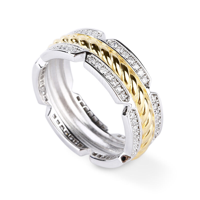 جوليا خاتم من الفضة الإسترليني بلونين بتصميم حبل للرجال