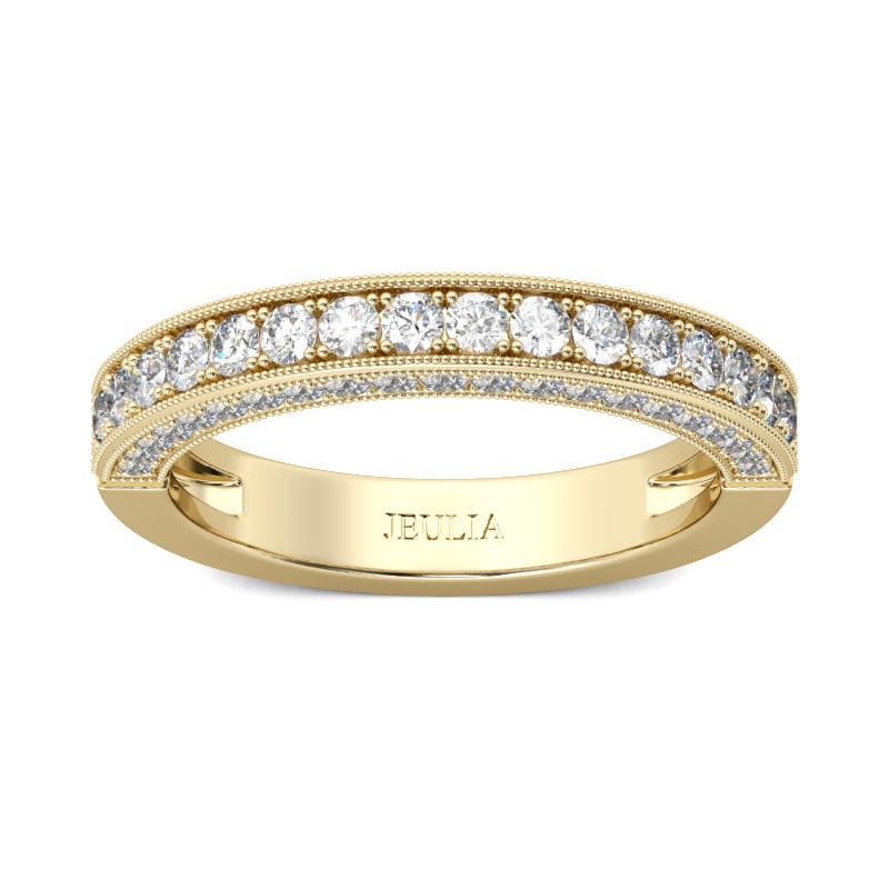 Jeulia Gold Tone Round Cut Sterling Silver Women's Band