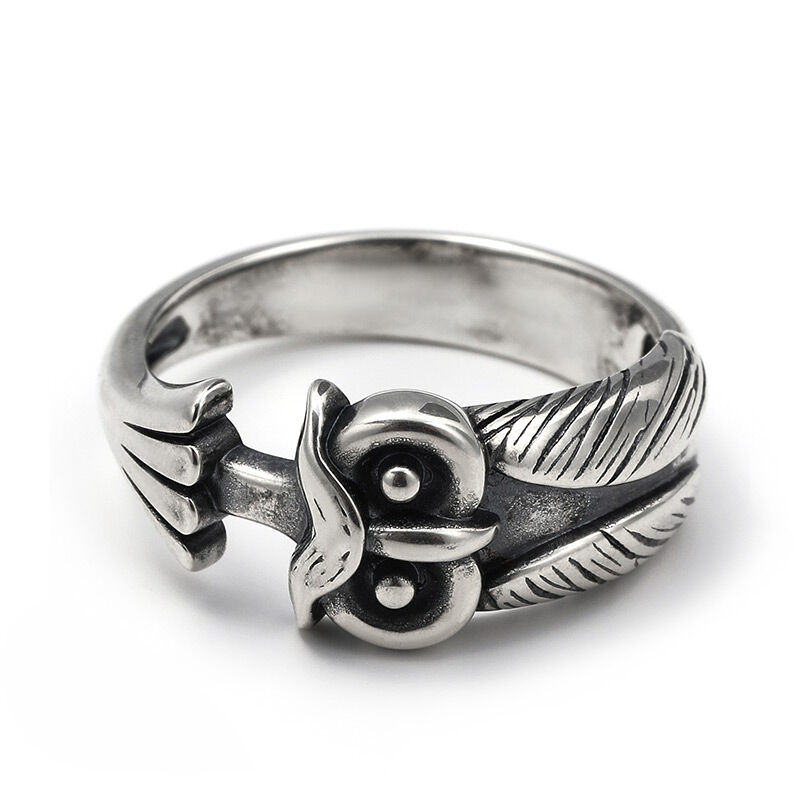 جوليا خاتم بتصميم بومة من الفضة الإسترليني للرجال "الحكمة القديمة"