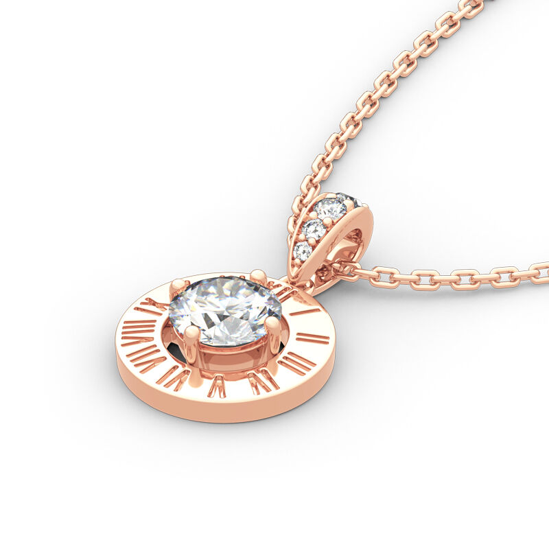 Jeulia "Mystical Beauty" Roman Numeral Round Cut Sterling Silver Necklace