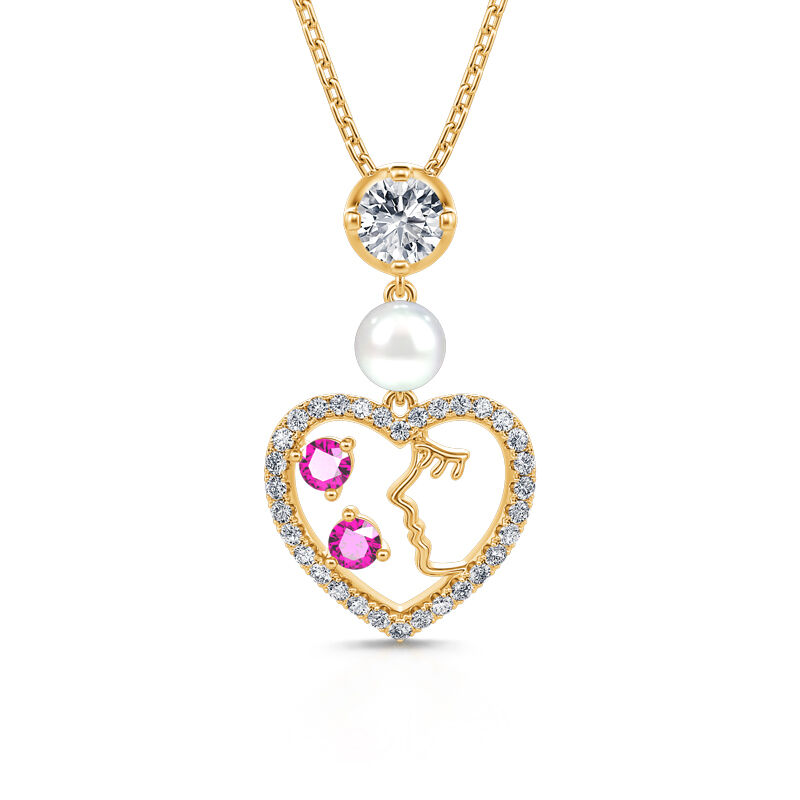 Jeulia "I Am Loved" Lady Face Heart Cultured Pearl Sterling Silver Necklace