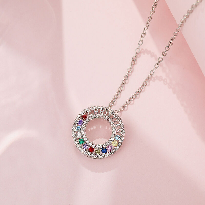 Jeulia "Colorful Day" Personalized Sterling Silver Necklace