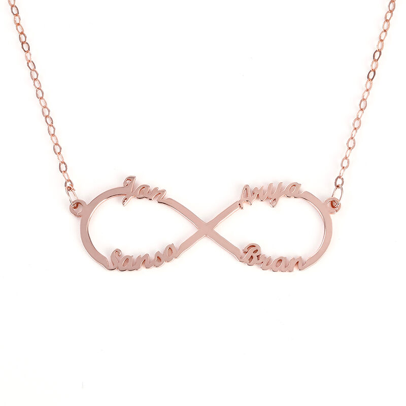 Jeulia Four Name Infinity Necklace Sterling Silver