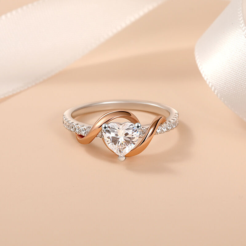 Jeulia Amore Two Tone Twist Custom Heart Engagement Ring