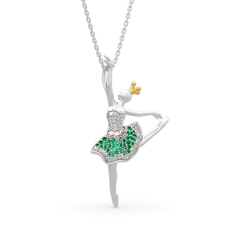 Jeulia "Jumping Fairy" Ballerina Design Sterling Silver Necklace