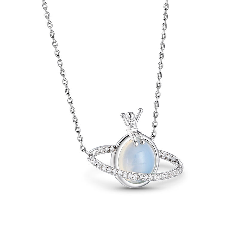 Jeulia "Fly to the Galaxy" Opal Planet Astronaut Sterling Silver Necklace