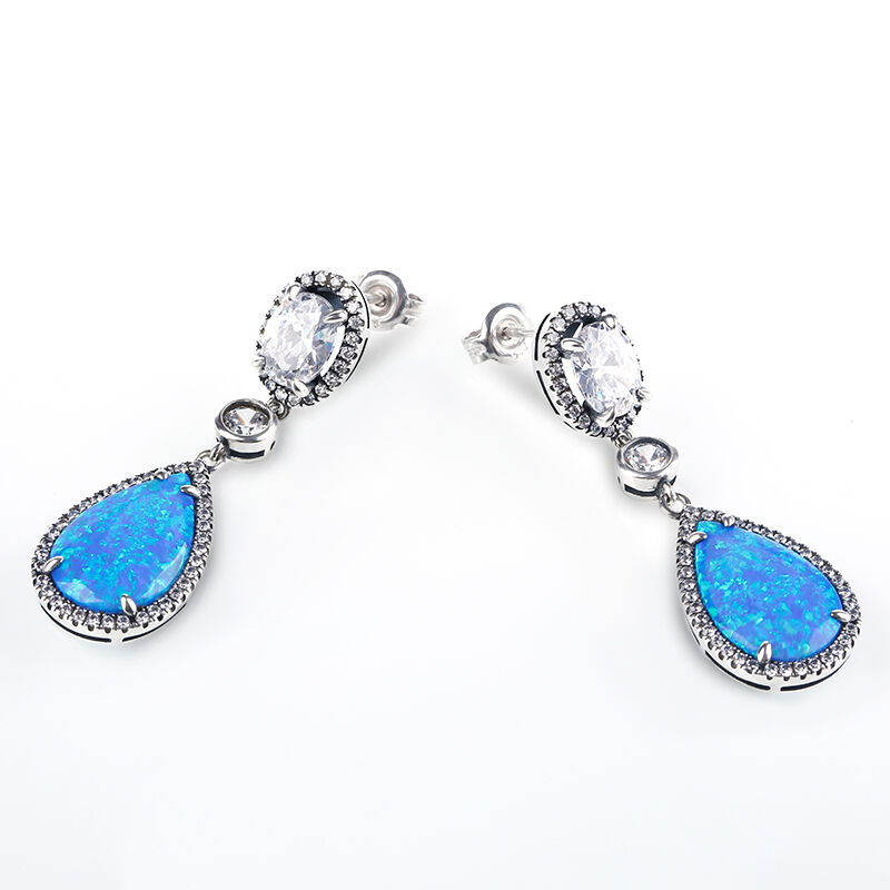 Jeulia Dreamlike Blue Opal Earrings