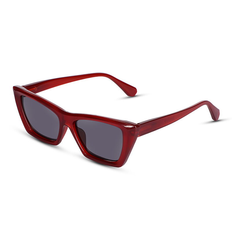 Jeulia Prostokątne czerwono-szare okulary przeciwsłoneczne unisex