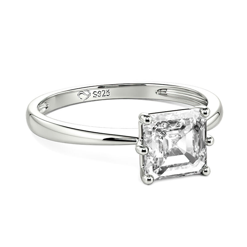 Jeulia Asscher Cut Solitaire Sterling Silver Engagement Ring