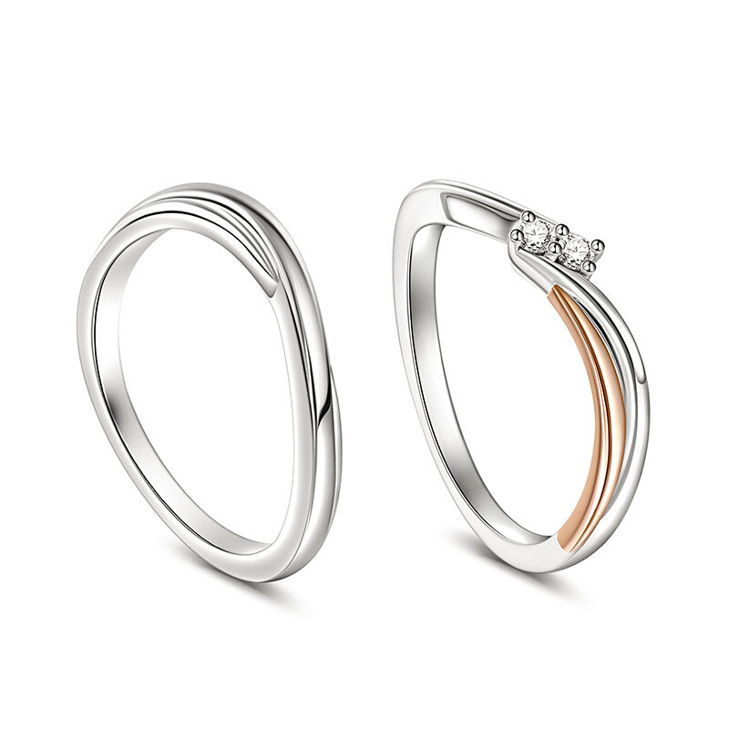 Jeulia S-shaped Design Sterling Silver Couple Rings