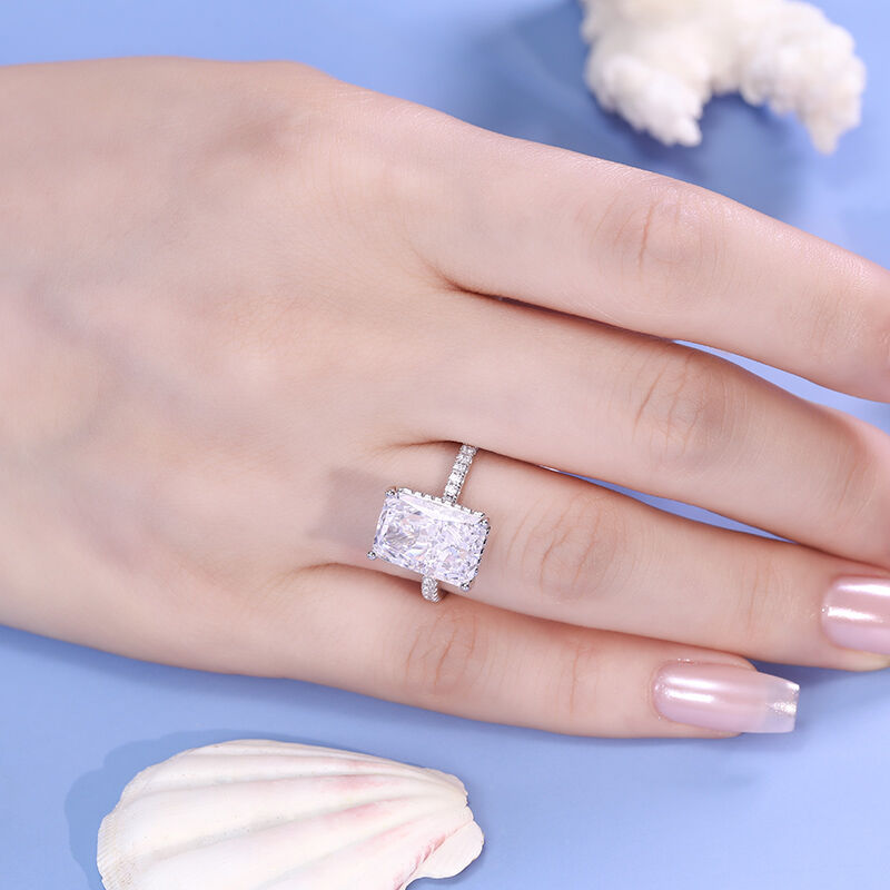 Jeulia 3PC Emerald Cut Sterling Silver Ring Set