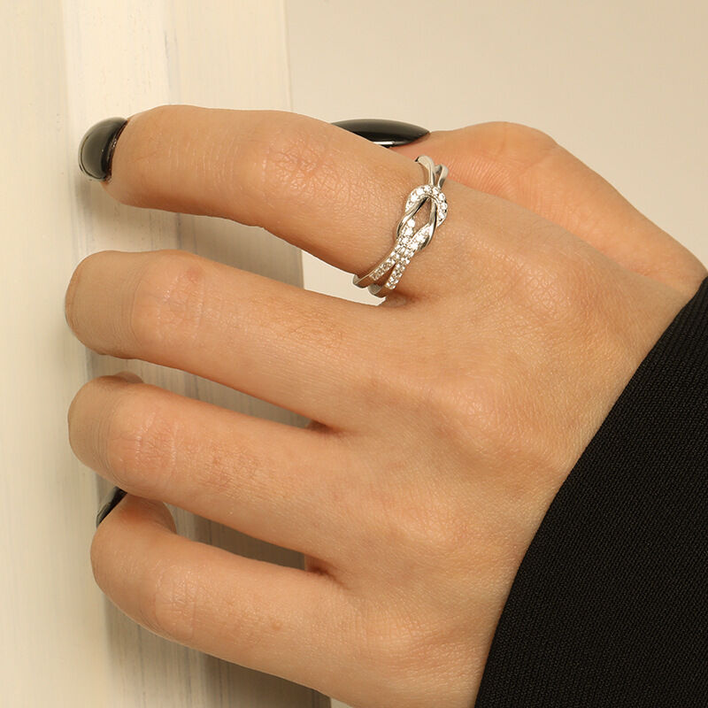 Jeulia Love Forever Knot Promise Ring Sterling Silver