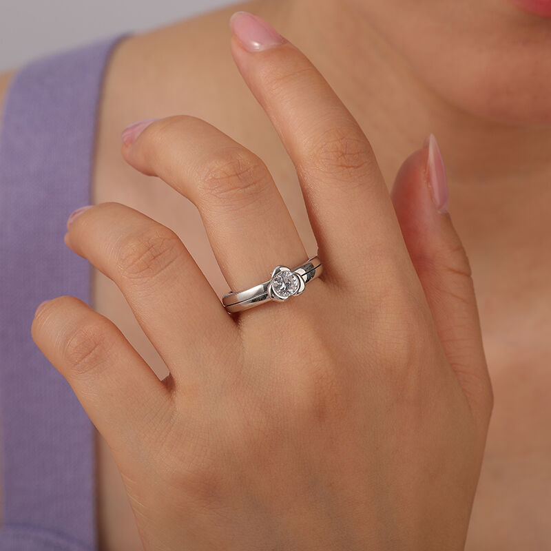Jeulia "Hidden Secrets" Custom Engraved Promise Ring Sterling Silver