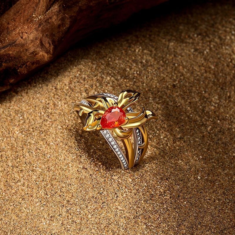 Jeulia x Leyla "Floral of Thorns" Tvåfärgad Blomma Damvigselring i Sterling Silver