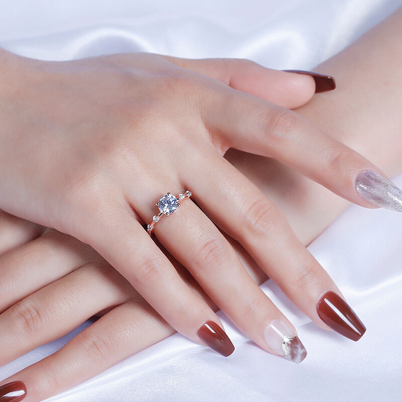 Jeulia Anello Moissanite di Fidanzamento Taglio Rotondo per Donna in 10K/14K/18K Oro Platino