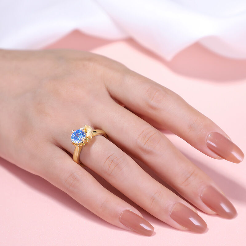 Jeulia Hug Me Anello di Fidanzamento con Corallo e Stella di Mare in Argento Sterling