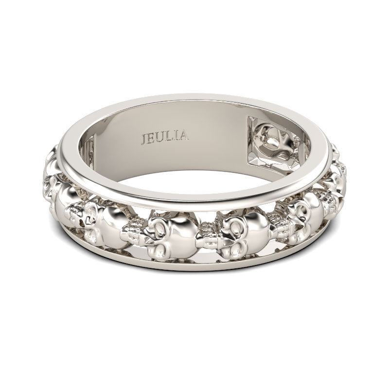 Jeulia Channel Setting Sterling Silver Skull Ring