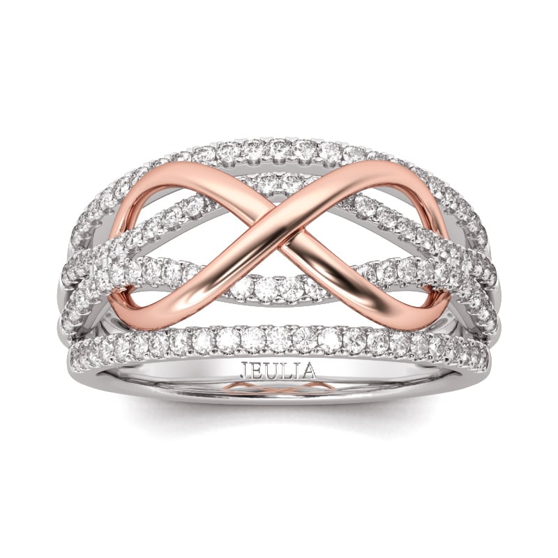Jeulia Two Tone Infinity Sterling Silver Women's Band