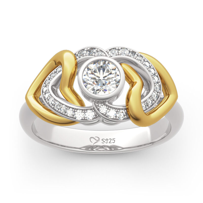 جوليا خاتم قطع دائري قلب من الفضة الإسترليني متشابك "حب لا يمكن وقفه"