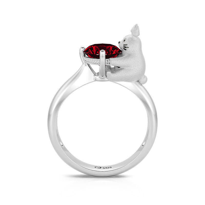 Jeulia Hug Me "Forest Guardian" Cartoon Chinchillas Round Cut Sterling Silver Ring