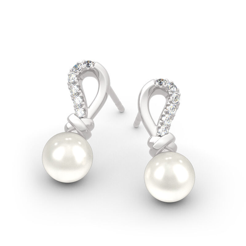 Jeulia Knot Cultured Pearl Sterling Silver Earrings