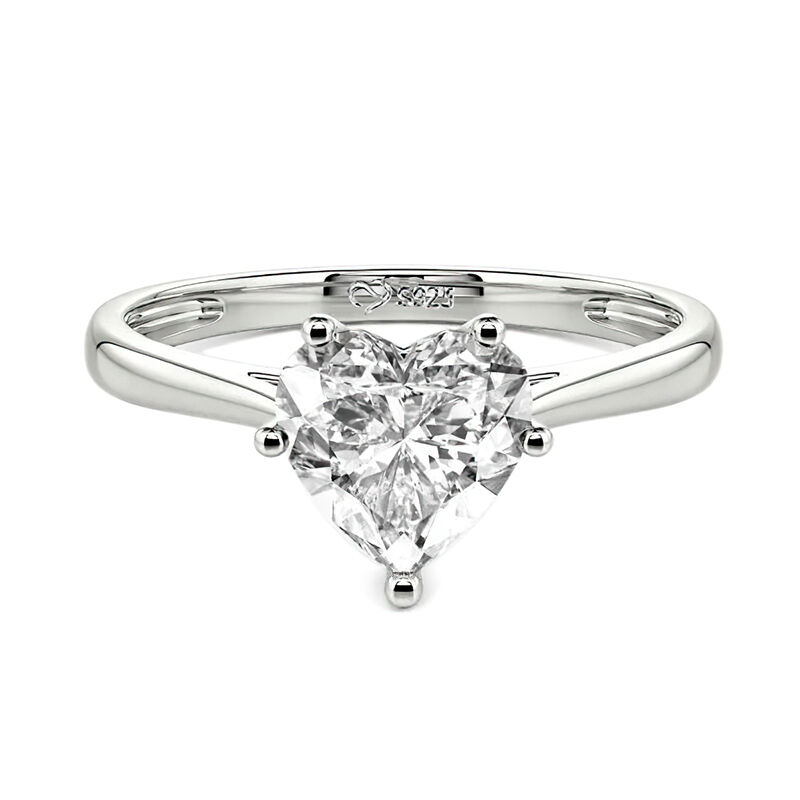 Jeulia Heart Cut Solitaire Sterling Silver Engagement Ring