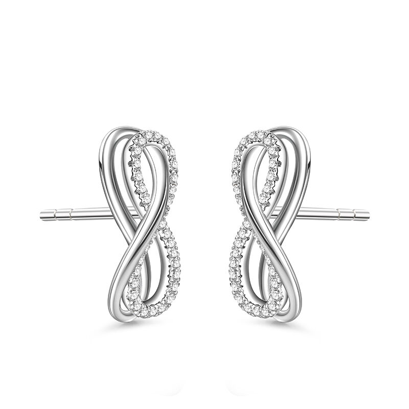 Jeulia "Infinity Love" Round Cut Sterling Silver Stud Earrings