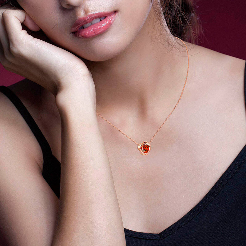 Jeulia Collar de Plata de Ley con Loro Corte Corazón