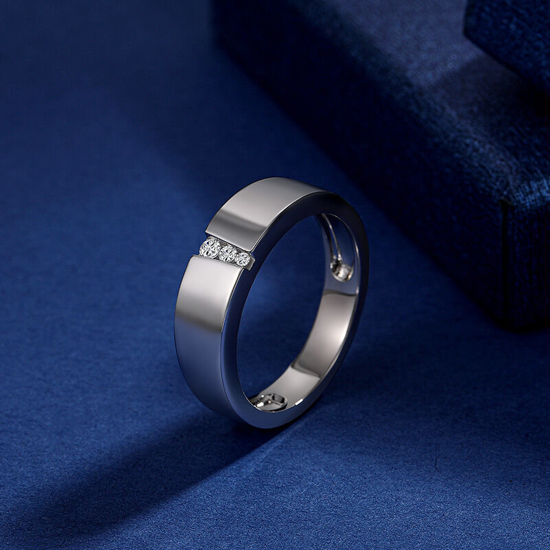 Jeulia Classico Anello Uomo Taglio Tondo in Argento Sterling