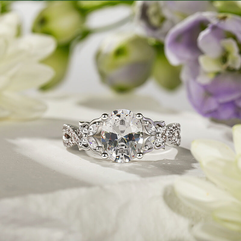 Jeulia Butterfly Inspired Twisted Oval Engagement Ring