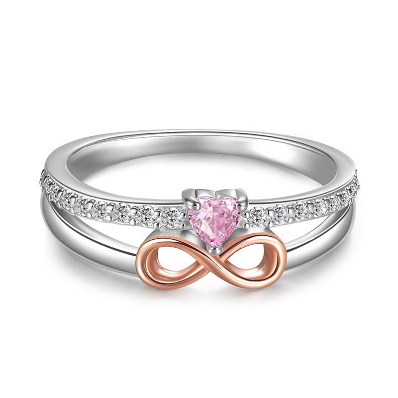Jeulia Two Tone Infinite Love Heart Ring Sterling Silver