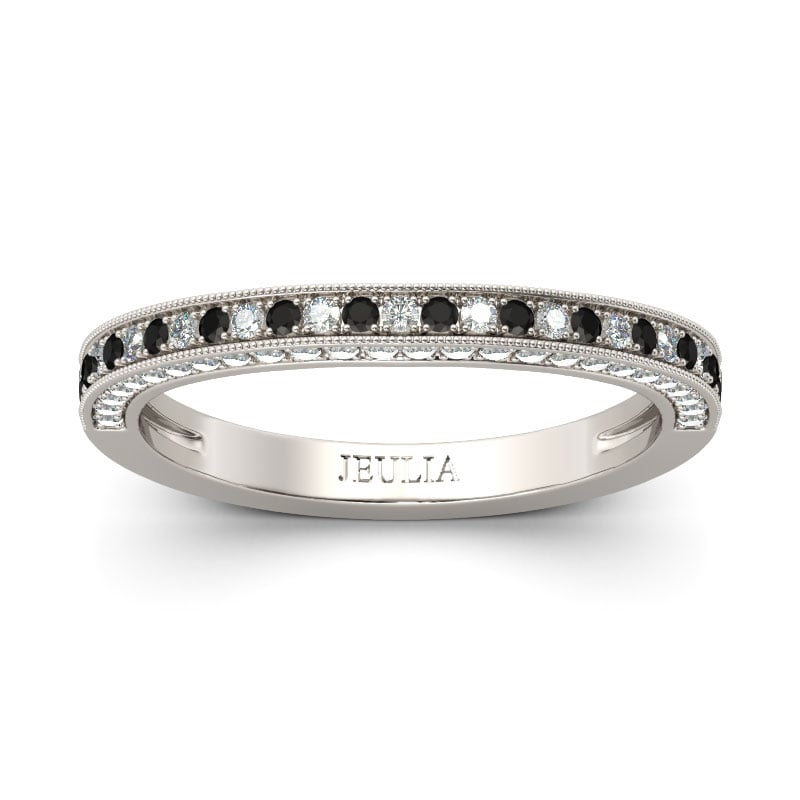 Jeulia Curved Round Cut Sterling Silver Women's Band