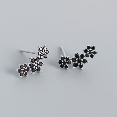 Jeulia "Dainty Flowers" Round Cut Sterling Silver Earrings