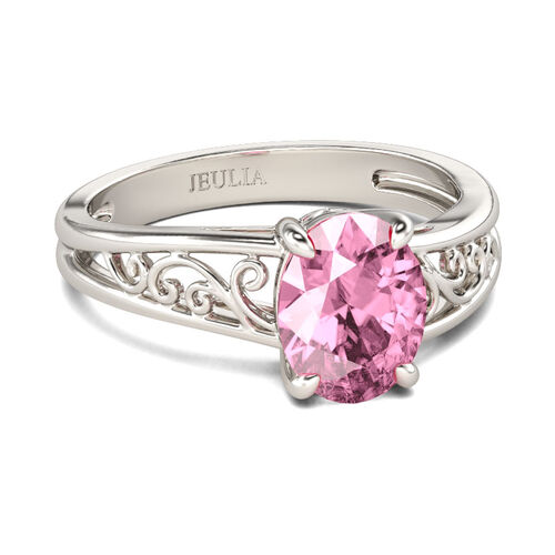Jeulia Scrollwork Oval Cut Sterling Silver Ring