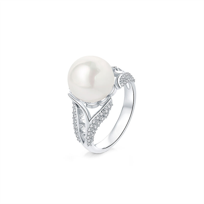 Jeulia Pearl Personalized Sterling Silver Ring