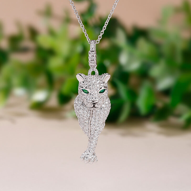 Jeulia Leopard Pendant Sterling Silver Necklace