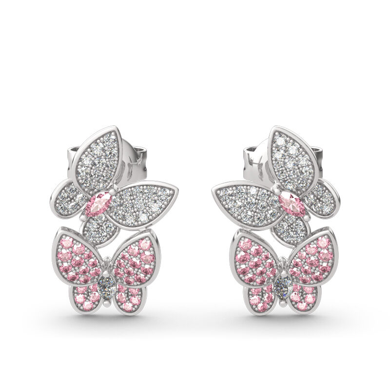 Jeulia "Spring is Coming" Two Butterfly Sterling Silver Earrings