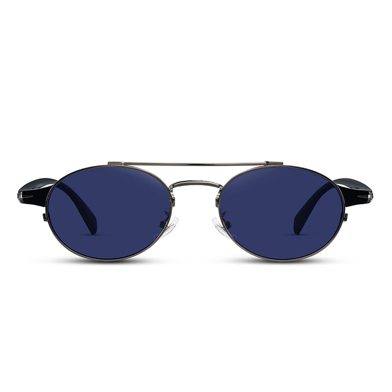Jeulia "Cutting Edge" Oval Blue Polarized Unisex Sunglasses
