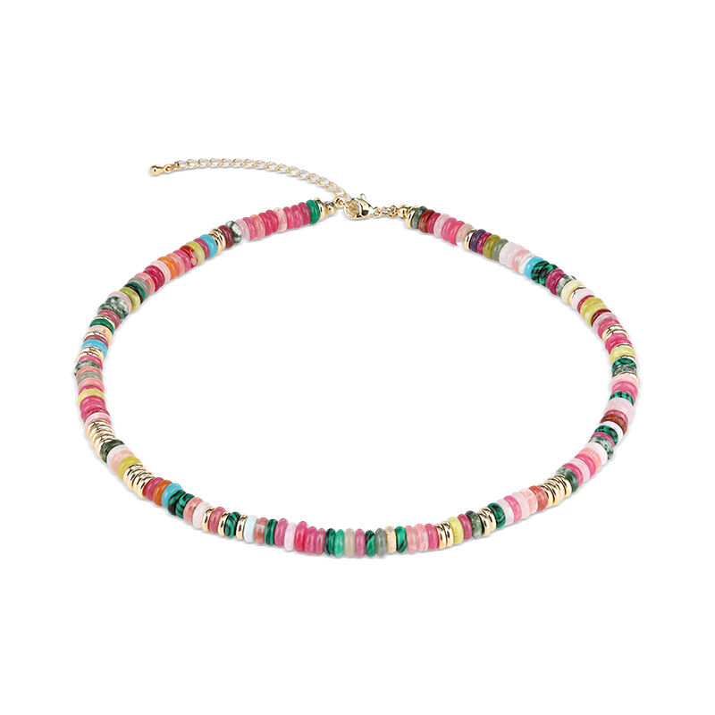 Jeulia "Boho Dreams" Colorful Natural Stone Clavicle Necklace