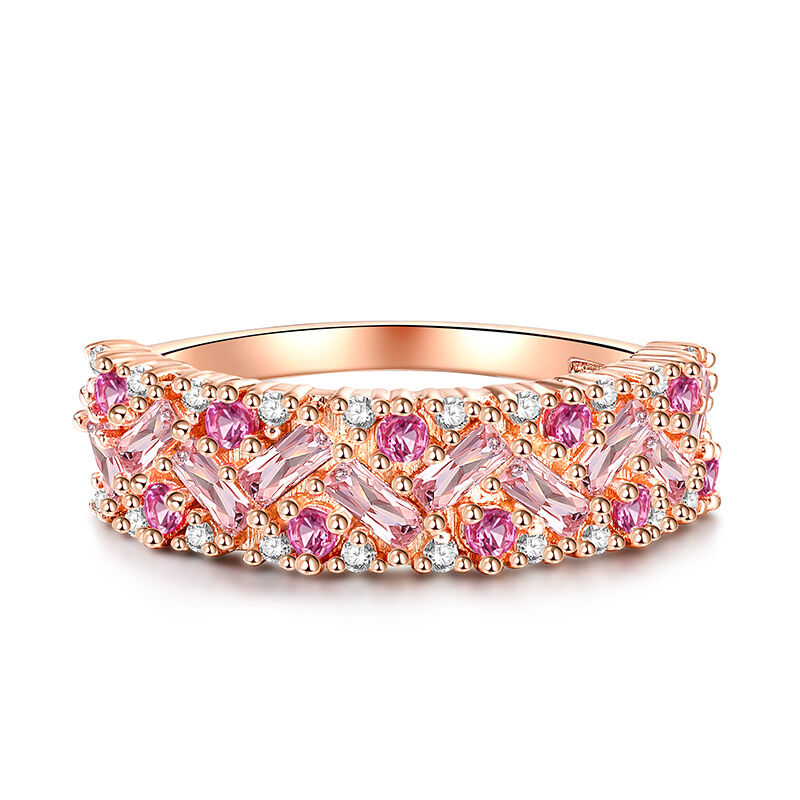 Jeulia "Pink Fantasy" Multi-color Women's Band Shiny Sterling Silver