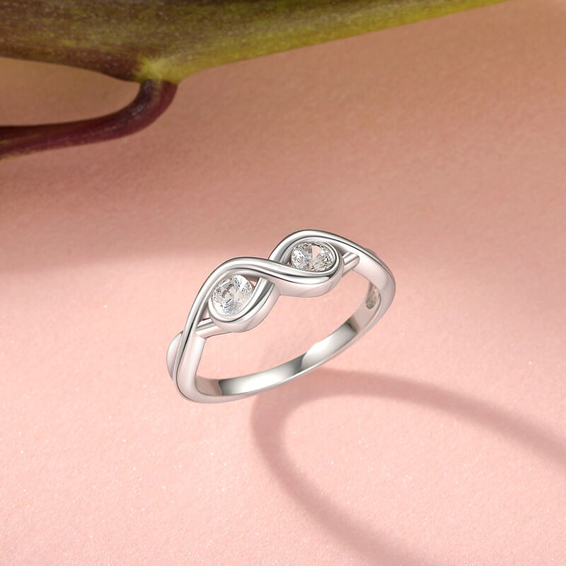 Jeulia Custom Infinity Two Stone Promise Ring Sterling Silver