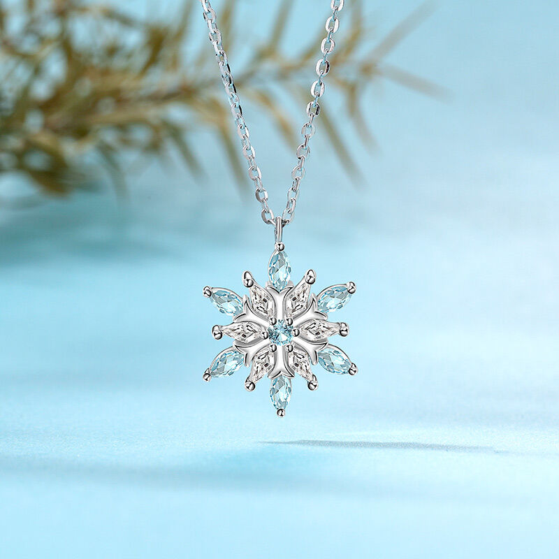 Jeulia Simple Snowflake Necklace Marquise Sterling Silver