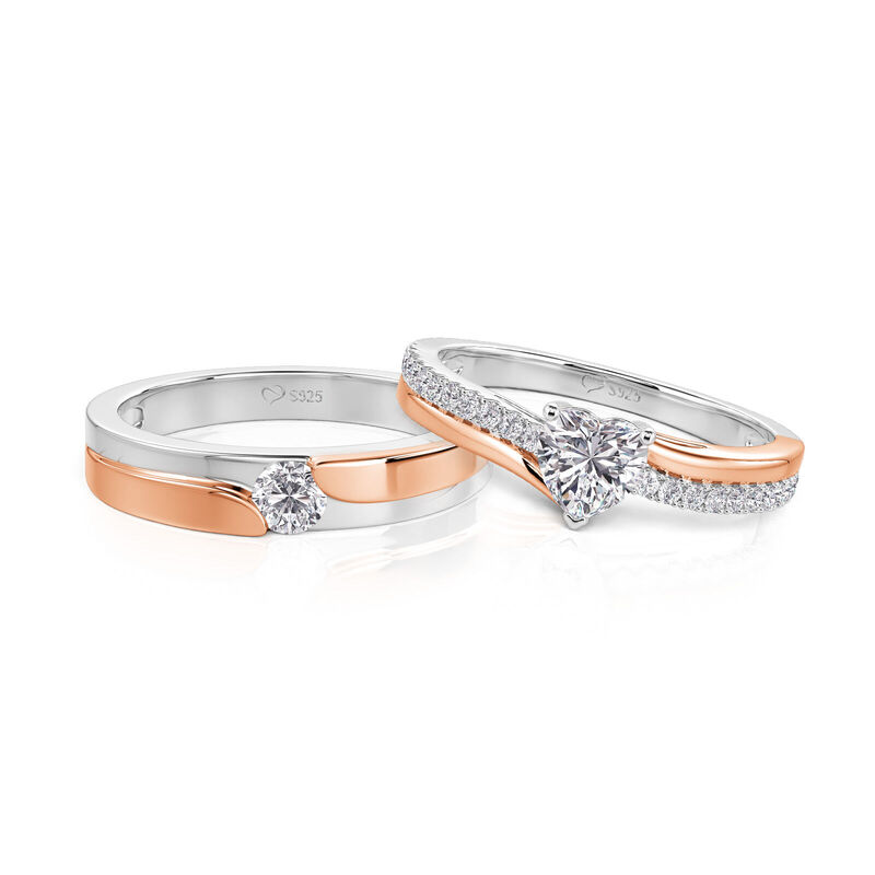 Jeulia Amore Böjda Tvåfärgade Parringar i Sterling Silver