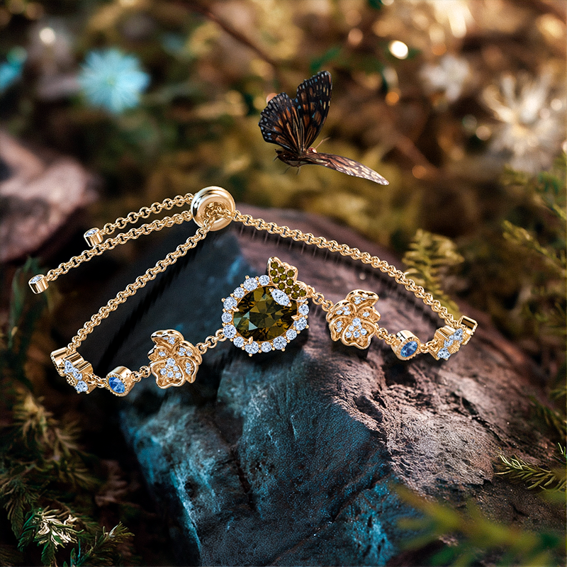 Jeulia Midsummer Night Butterfly Flower Bracelet