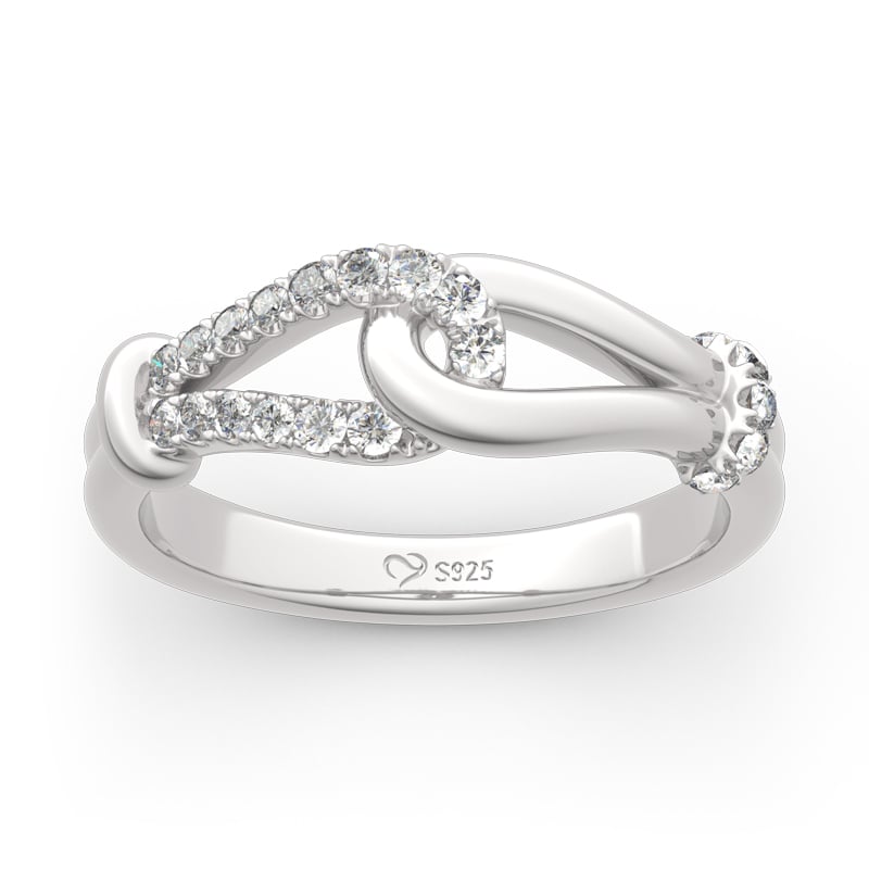 Jeulia Love Knot Design Sterling Silver Women's Band