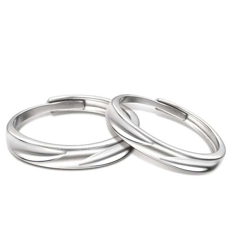 Jeulia "Love Never Fails" Simple Matte Adjustable Sterling Silver Couple Rings