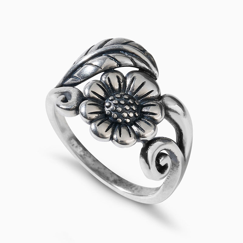 Jeulia "Sunflower" Leaf Sterling Silver Ring